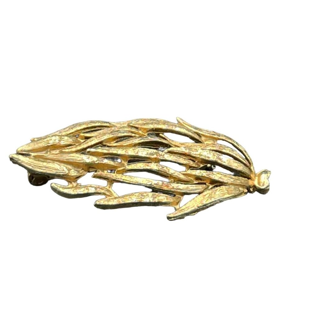 Vintage Gold Tone Abstract Leaf Brooch Pin 2.25”